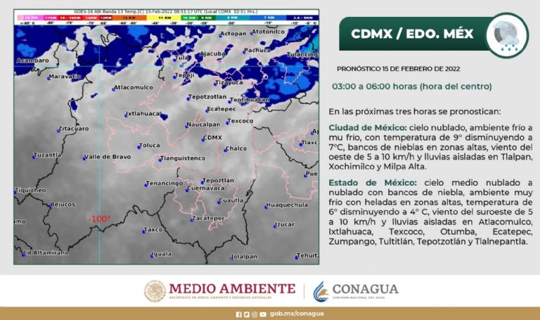 En la imagen, el pronóstico del clima para la CDMX y el Edomex