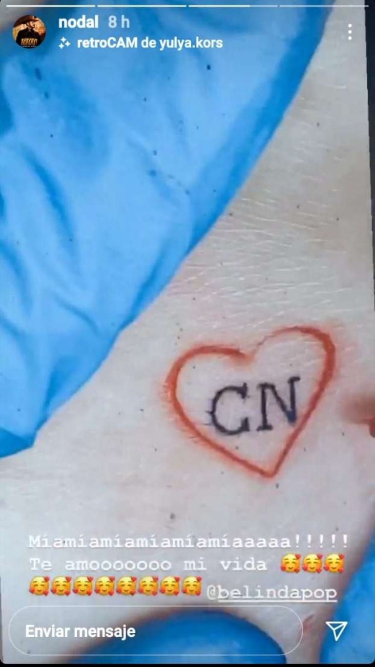 En la imagen, el tatuaje que se hizo Belinda en honor a Christian Nodal