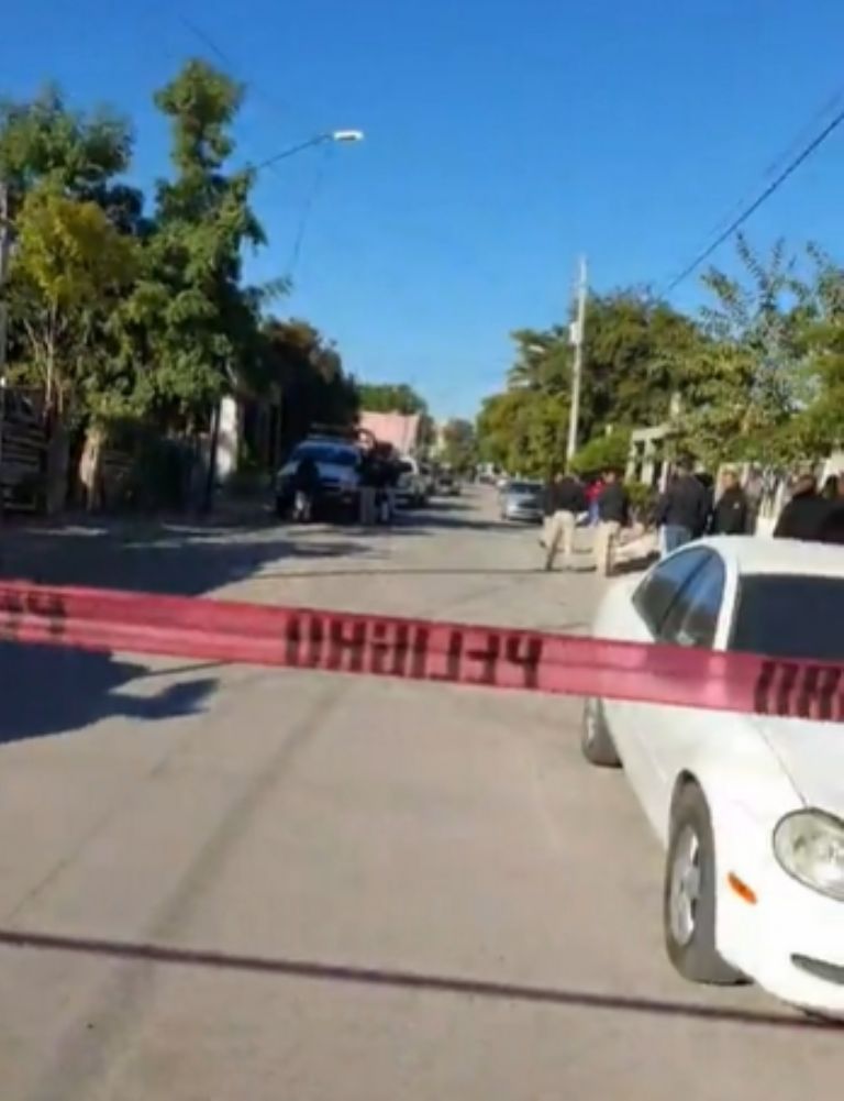 En la imagen, la zona del ataque acordonada por las autoridades de Ciudad Obregón