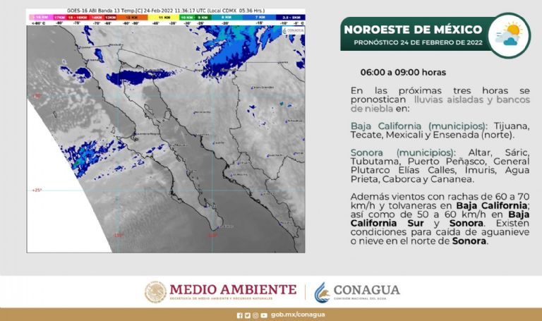 En la imagen, el pronóstico del clima para Sonora, según Conagua
