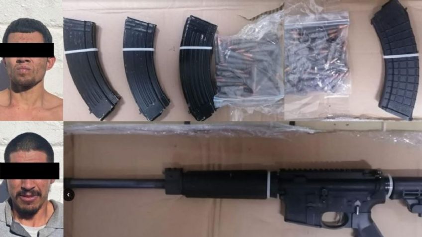 Golpe al crimen: Decomisan arma, cargadores y equipo táctico que cargaban dos hombres en Guaymas