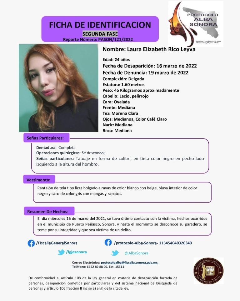 En la imagen, FGJE emite Alerta Alba tras desaparición de Laura Elizabeth