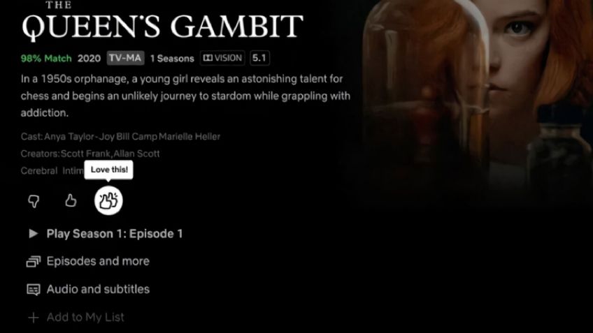 Netflix prueba en México su botón 'Me encanta'; usuarios podrán doble like a sus favoritos