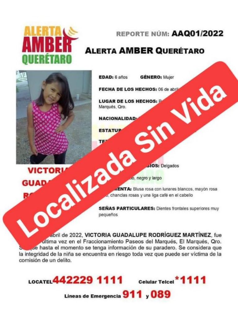 En la imagen, la confirmación del asesinato de la niña Victoria Guadalupe