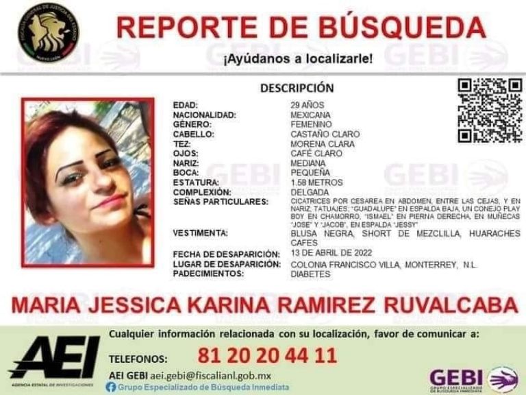 En la imagen, la ficha de búsqueda de María Jessica Karina (Q.E.P.D.)