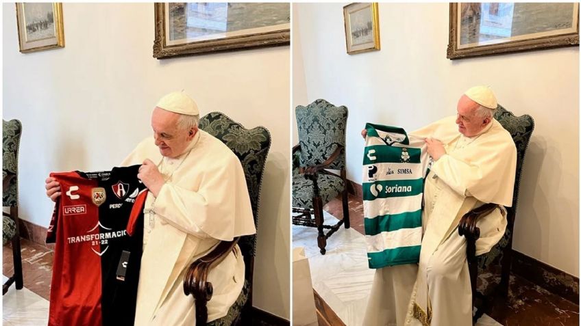 ¡Seguidor del futbol mexicano! Papa Francisco recibe playeras del Atlas y del Santos