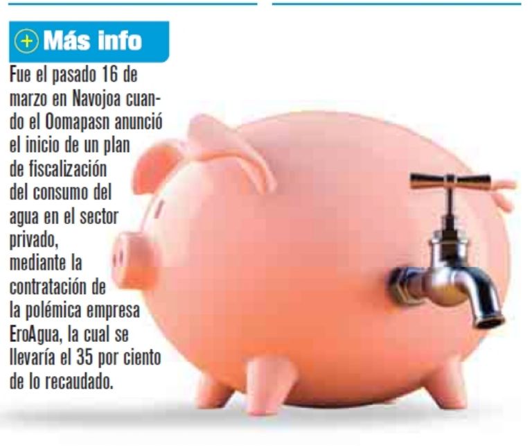 Información sobre cobros del agua en Sonora.