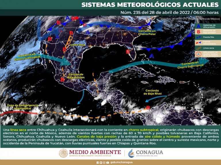 Conagua comparte el pronóstico del clima y el tiempo de este jueves.