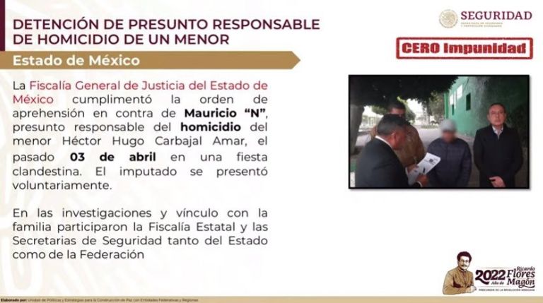 En la imagen, el informe de la detención del presunto homicida de Hugo Carbajal, presentado por la SSPC