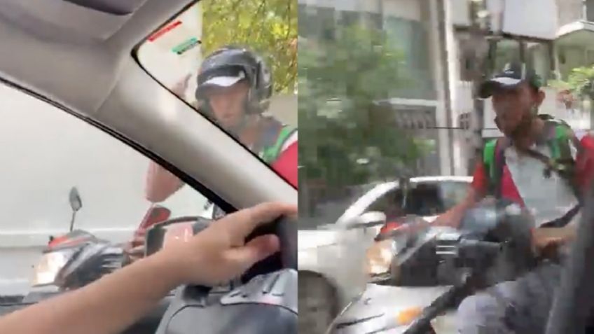 VIDEO: Repartidor de comida en CDMX agrede a golpes a un automovilista; piden denunciar