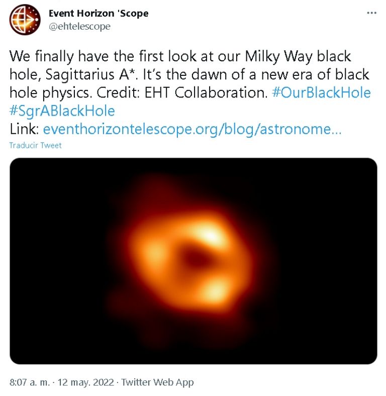 En la imagen, el agujero negro Sagitario A*, en el centro de la Vía Láctea.