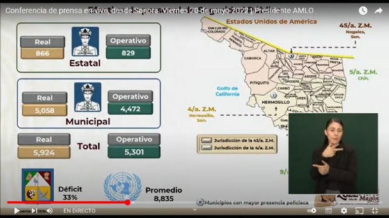 En la imagen, informe de Seguridad en Sonora. Créditos: Captura de pantalla