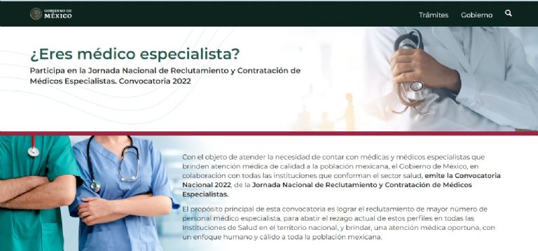 En la imagen, la página medicosespecialistas.gob.mx. Créditos: Captura de pantalla