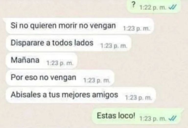 En la imagen, la presunta amenaza del joven estudiante de la CDMX. Crédito: Twitter