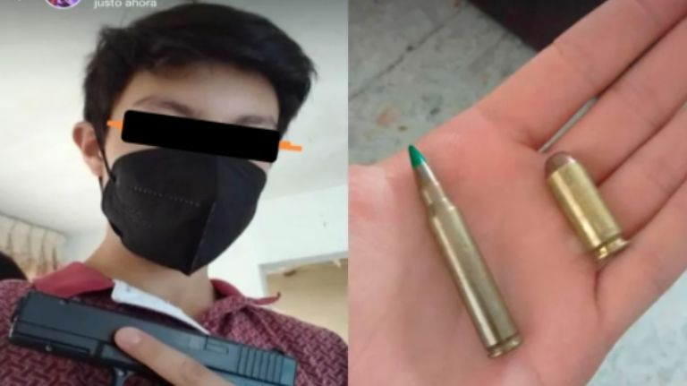 En la imagen, las fotos del joven que amenazó de realizar un tiroteo en secundaria de la CDMX. Crédito: Twitter