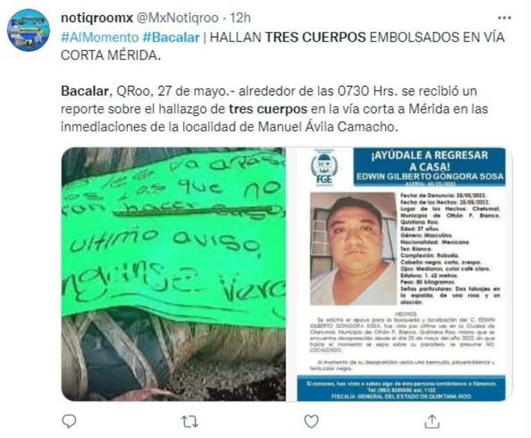 Hallan a tres embolsados en Bacalar