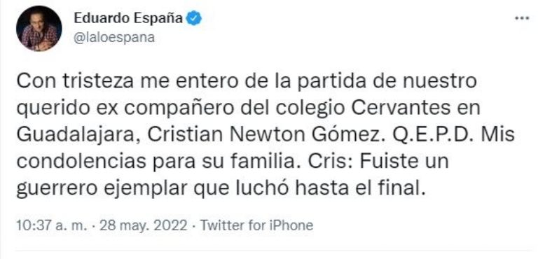 Eduardo España está de luto