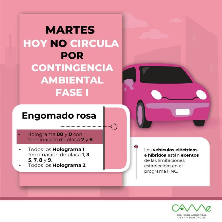 En la imagen, el programa Hoy No Circula de este martes.