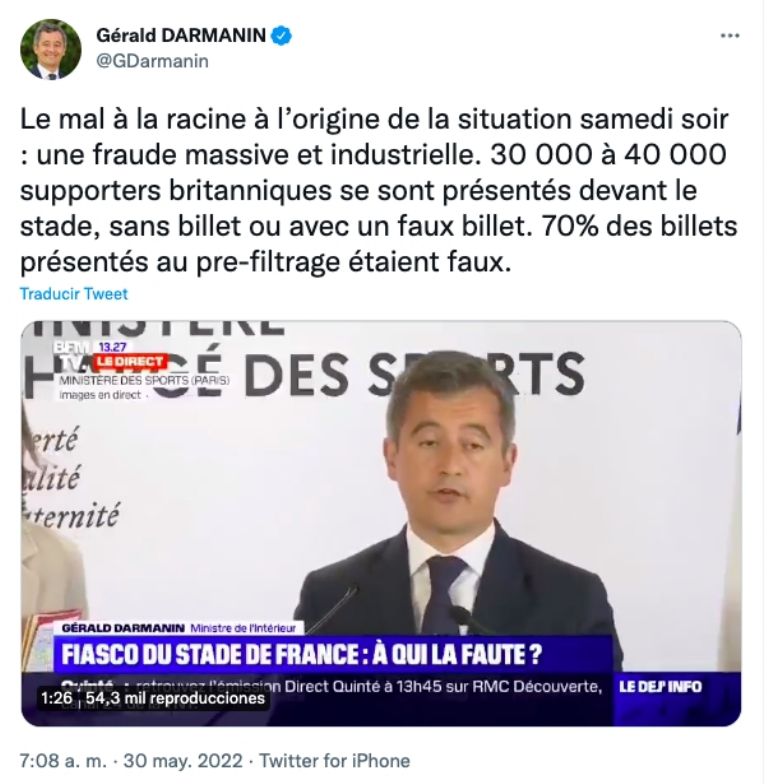 Afición inglesa culpable de caos en la final de la Champions League 