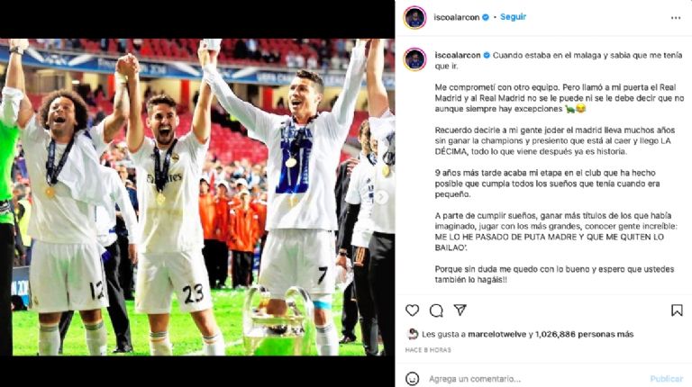 Mensaje de Isco Alarcón 