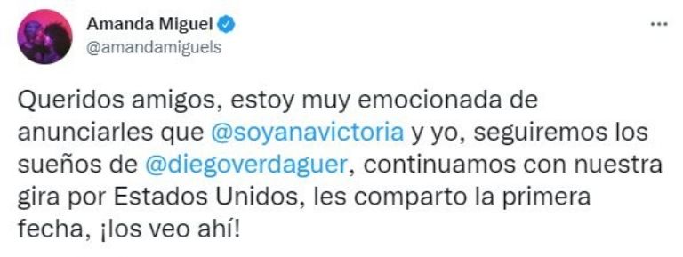 Amanda Miguel regresa a los conciertos