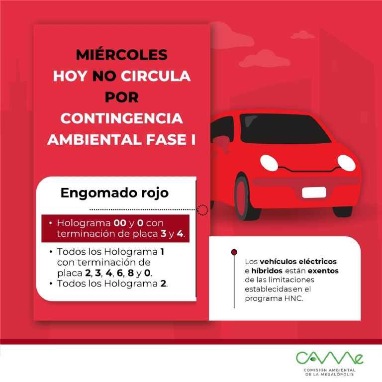Conoce las restricciones vehiculares de este miércoles por el doble Hoy No Circula