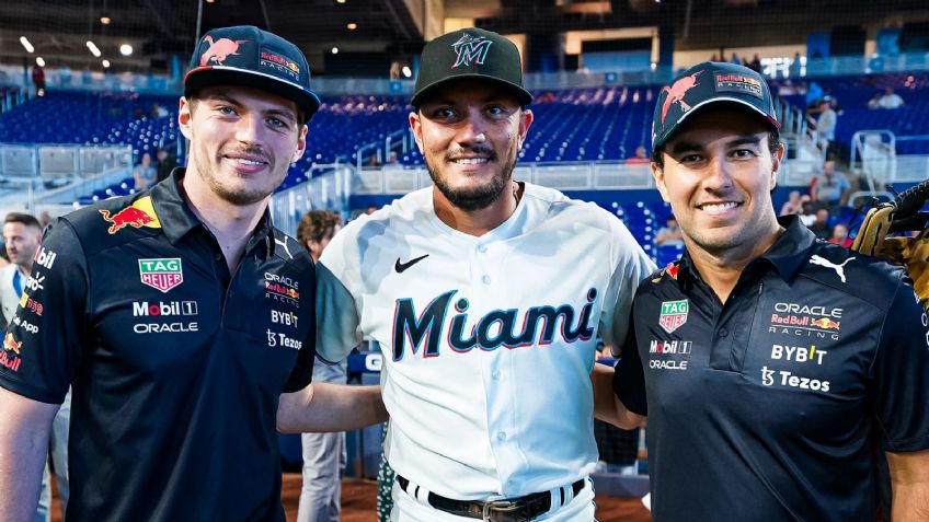 ¡La F1 llega a la MLB! 'Checo' Pérez hace el primer lanzamiento en partido de los Marlins
