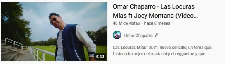 Omar Chaparro supera los 40 millones de visitas