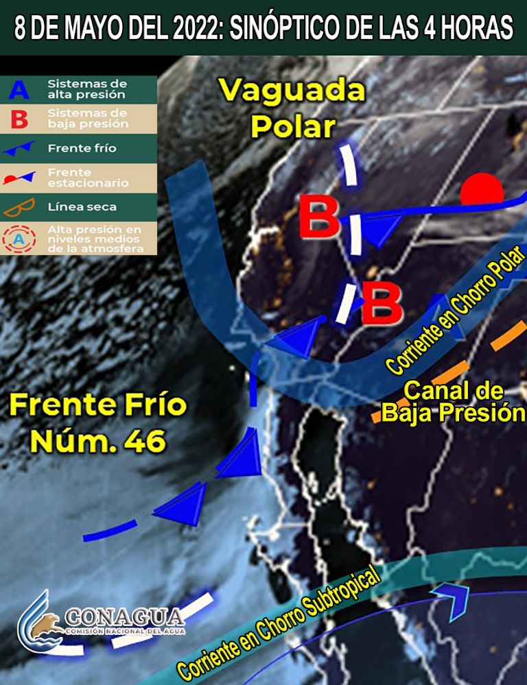 Conagua comparte el pronóstico del clima y el tiempo que se prevé en Sonora hoy.