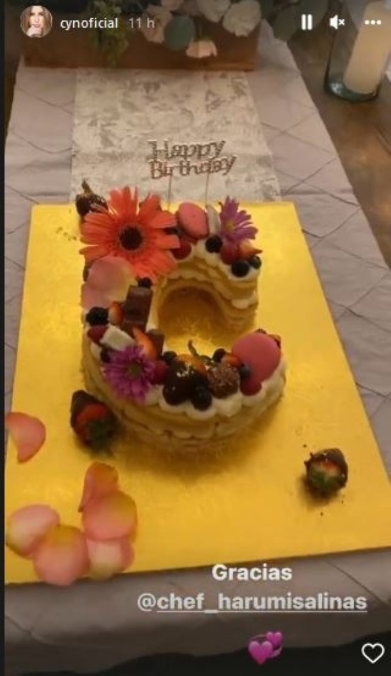 Pastel de cumpleaños de Cynthia Rodríguez