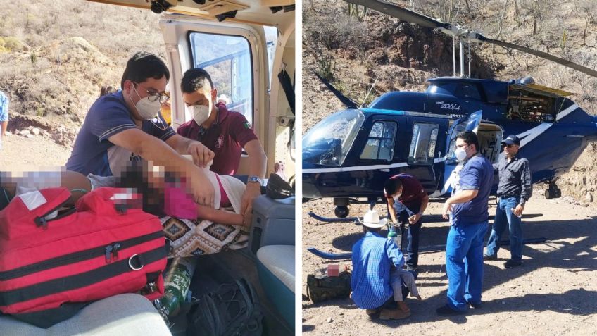 En helicóptero, trasladan de emergencia a cuatro niños guarijíos a hospital de Ciudad Obregón