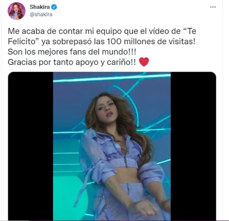 Shakira celebra el éxito de 'Te felicito'