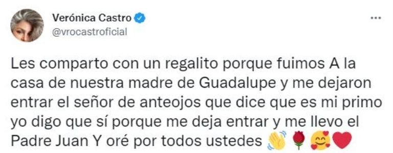 Tuit de Verónica Castro