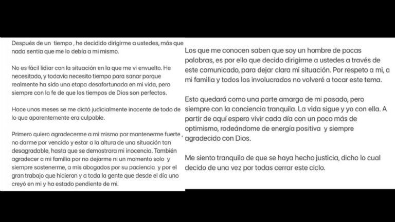 comunicado de Gonzalo Peña 