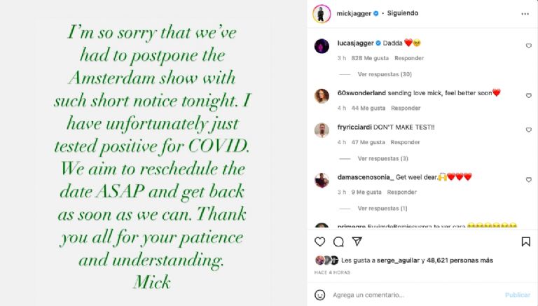 Comunicado Mick Jagger 