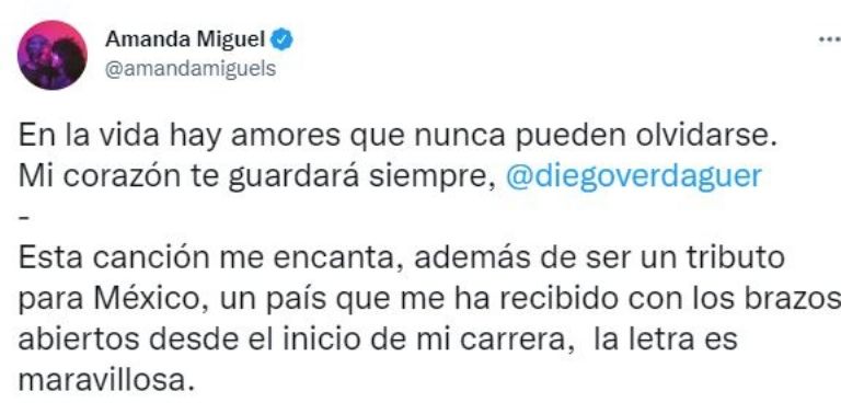 Amanda Miguel Miguel hace promesa a Diego Verdaguer
