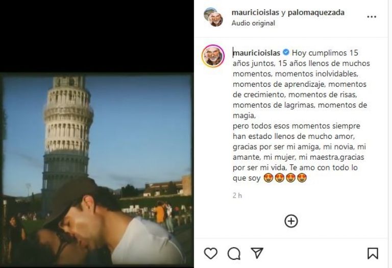 Mauricio Islas celebra su aniversario con Paola Quesada