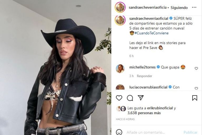 Sandra Echeverría anuncia nueva canción