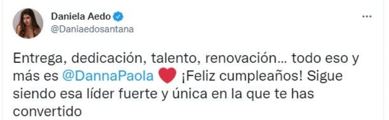 Mensaje de Daniela Aedo a Danna Paola