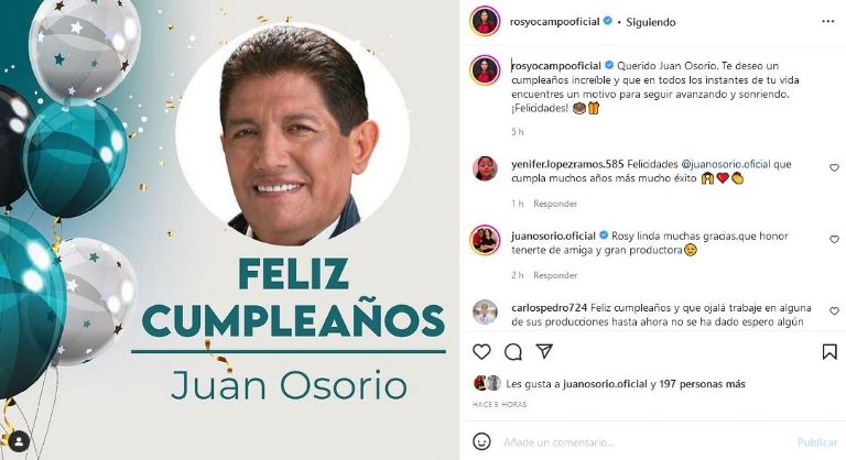 Rosy Ocampo felicita a Juan Osorio