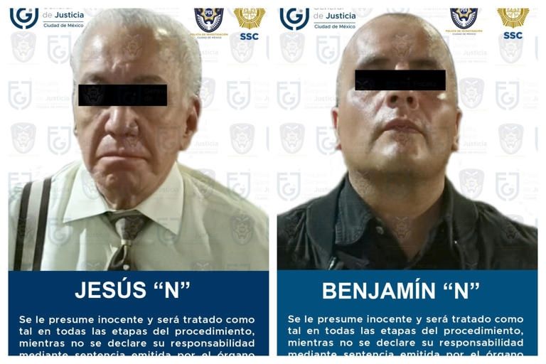 En la imagen, Jesús 'N' y Benjamín 'N', presuntos feminicidas de la cantante Yrma Lydya. Foto: Twitter @FGJCDMX