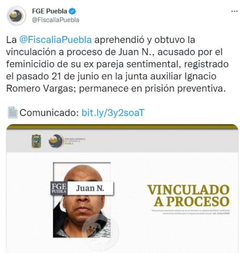 Detienen a Juan N. por arrancarle la vida a su expareja