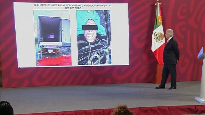 'Mañanera' de AMLO: Cae conductor de tráiler en el que murieron 51 migrantes; fingió ser una víctima