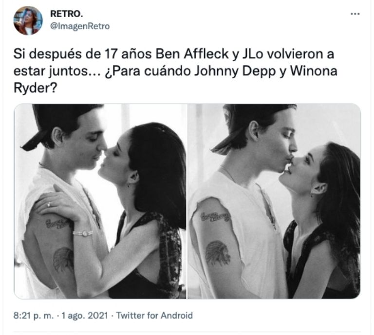 Winona Ryder y Johnny Depp 