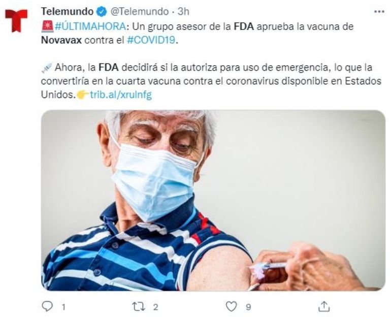 Grupo de asesores aprueba a Novavax