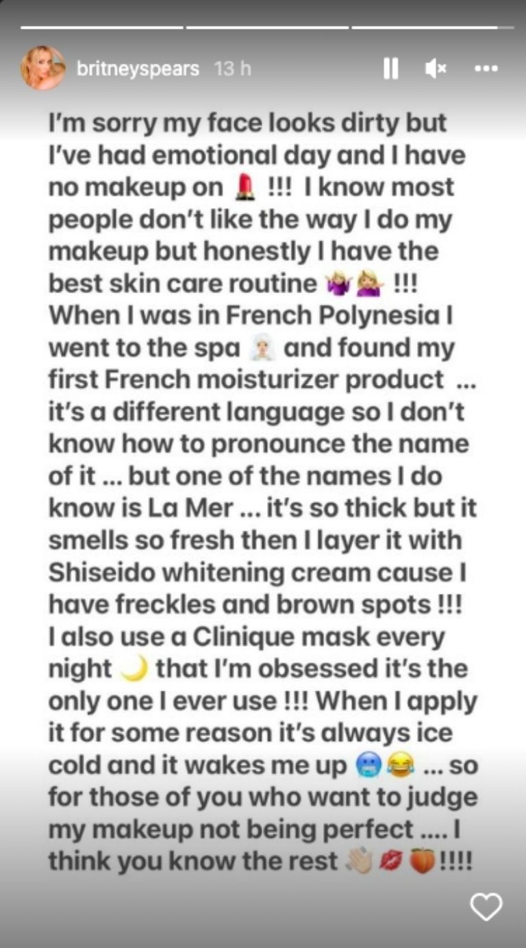 Instagram Story de Britney Spears 