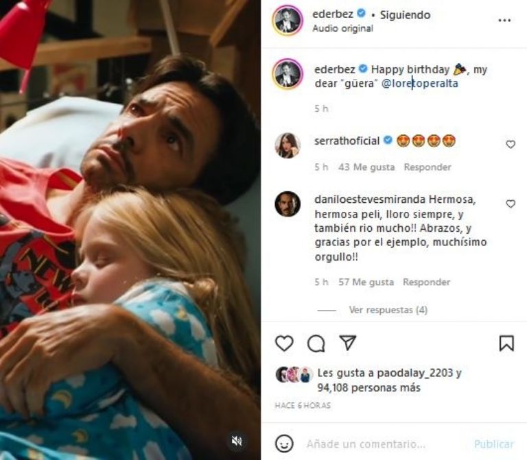 Eugenio Derbez felicita a Loreto Peralta