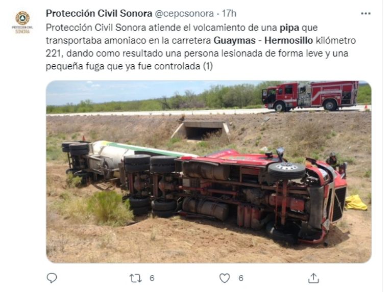 Autoridades se movilizaron por un accidente carretero. Foto: Twitter