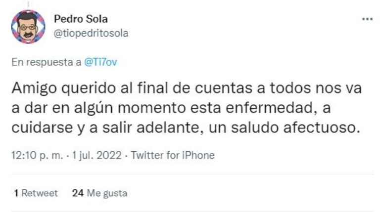 Pedro Sola manda mensaje a Tito Cuevas