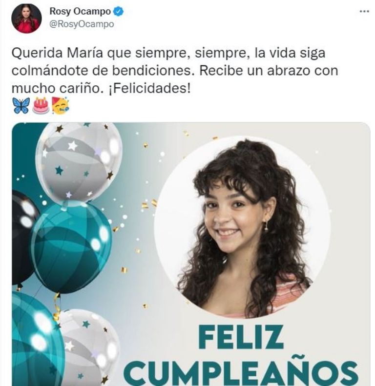 Rosy Ocampo felicita a María Perroni por su cumpleaños
